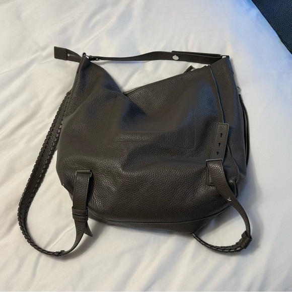 ALLSAINTS Tote Bag Backpack Brown Taupe Leather Whipstitch Straps Pre❤️ - Picture 14 of 14